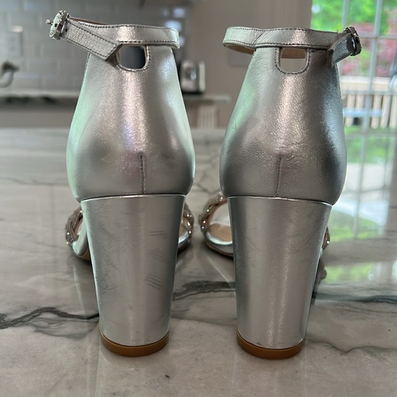 Stuart Weitzman Silver with Sparkly Braid The Nudist Collection Leather Heels - Picture 3 of 5